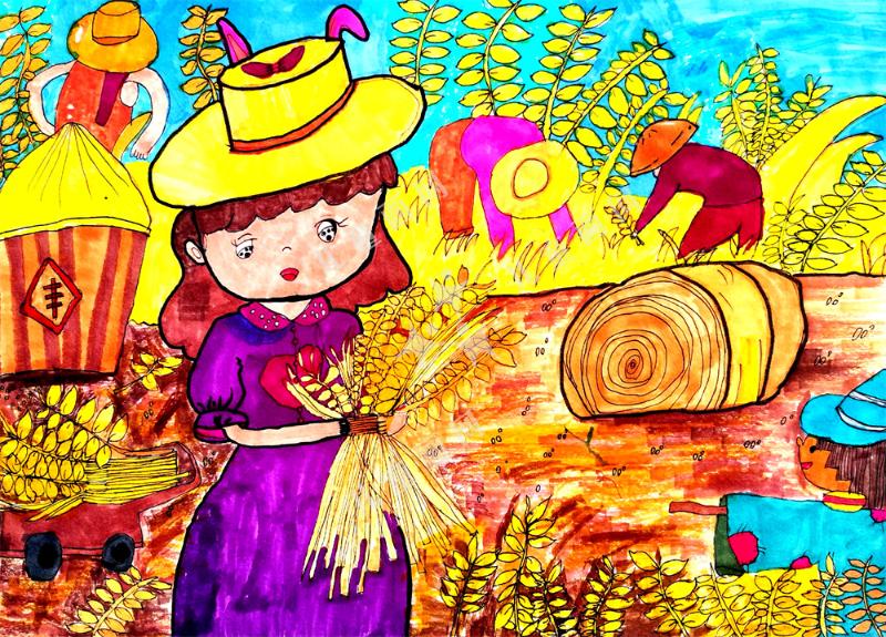 金色的季节创意儿童手绘