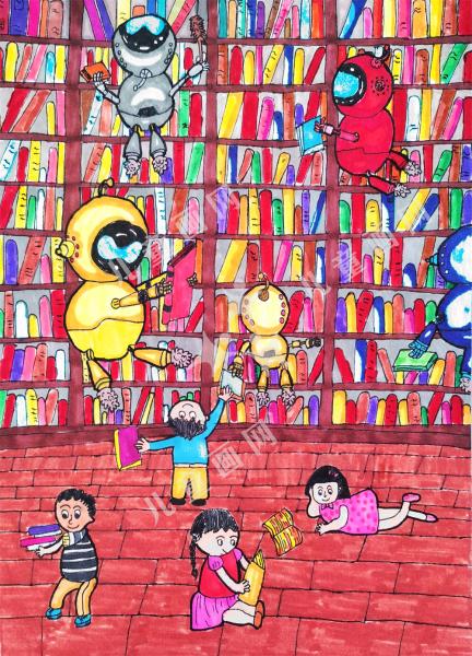 关于我爱阅读的绘画作品