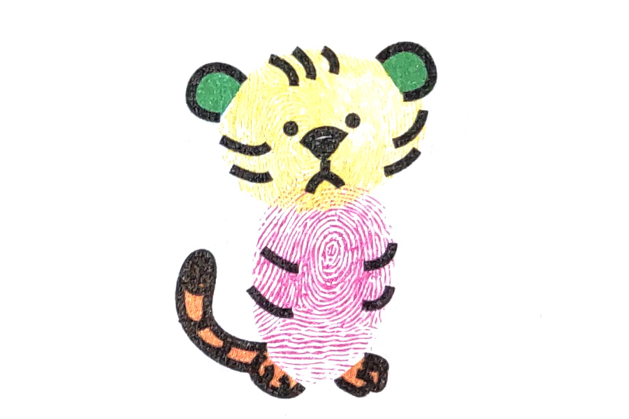 帅气小老虎手指画画法步骤