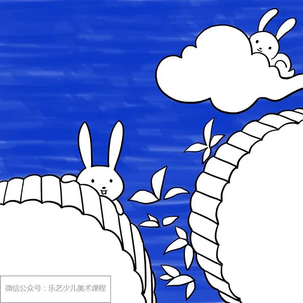 步骤3：接下来我们用马克笔绘制深蓝色背景，衬托画面的主要元素。