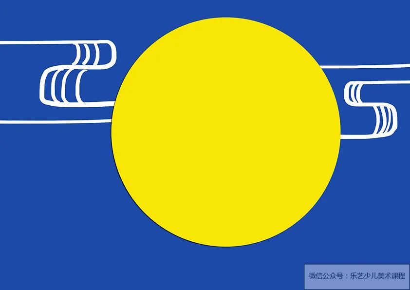 步骤1：首先结合蓝色硬卡纸剪一个大小合适的黄色圆形，代表一轮圆月。并围绕圆形用修正液画出流云。