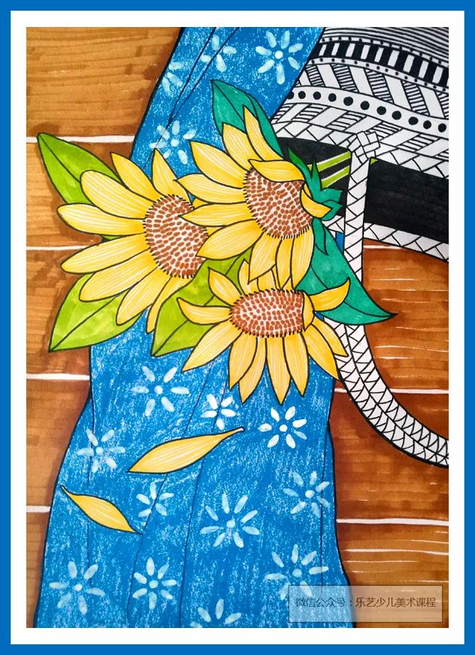 花与篮主题创意画