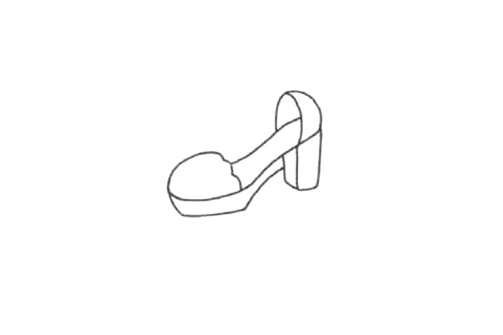 方跟凉鞋简笔画画法-图2