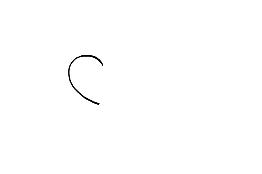 步骤1：先画一个大“C”形，像一个杯子的杯把。