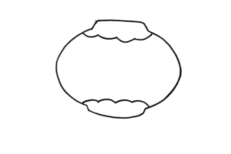 步骤3：画出像花朵一样的弧线装饰。