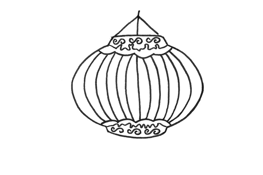 步骤5：继续画出装饰和挂绳。