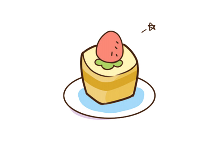 如何画草莓蛋糕