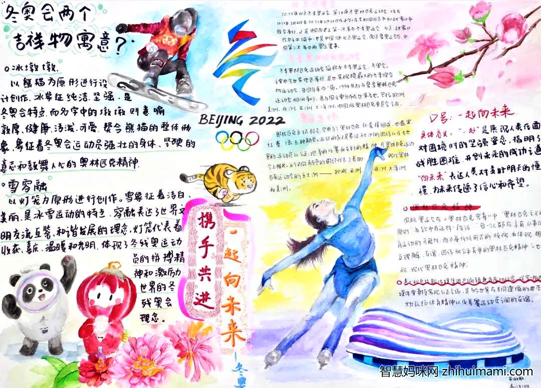 庆冬奥绘未来--2022北京冬奥会主题手抄报代表作品-图1