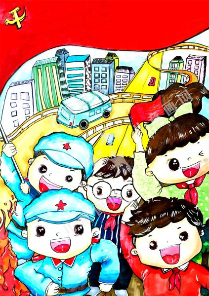 童心向党儿童手绘
