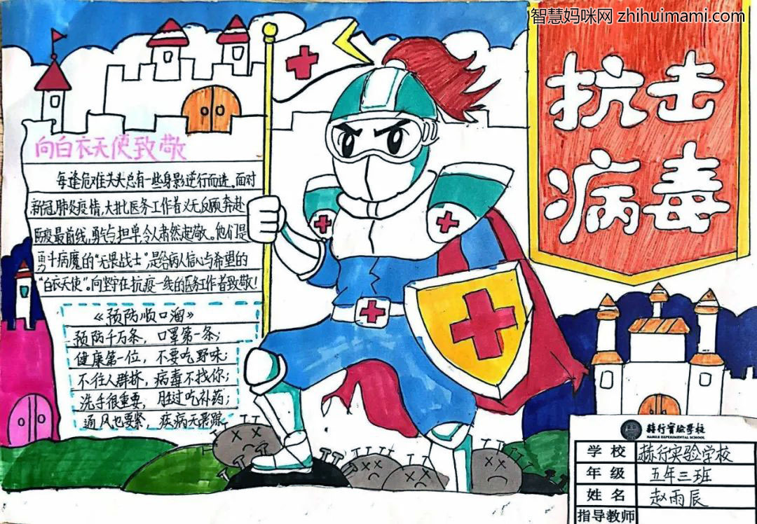 9张以“致敬先锋”为主题的抗疫手抄报-图3