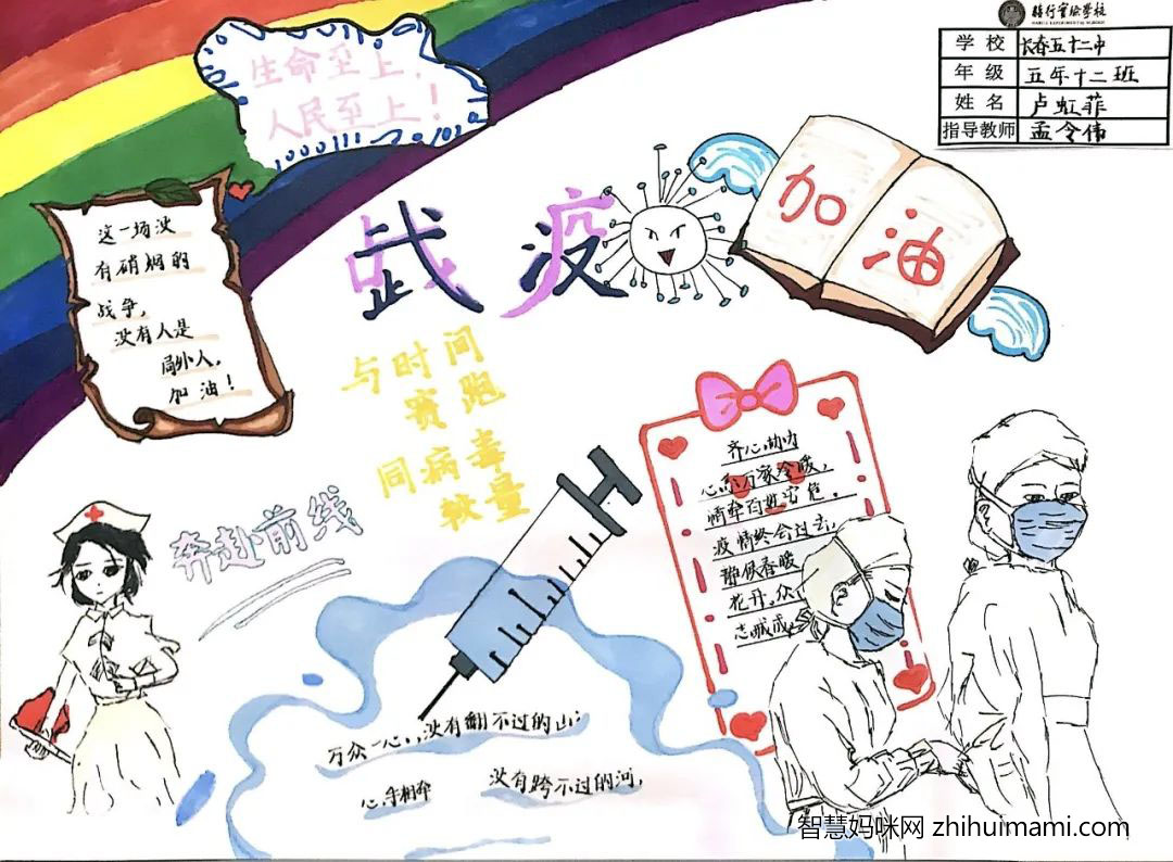 9张以“致敬先锋”为主题的抗疫手抄报-图9