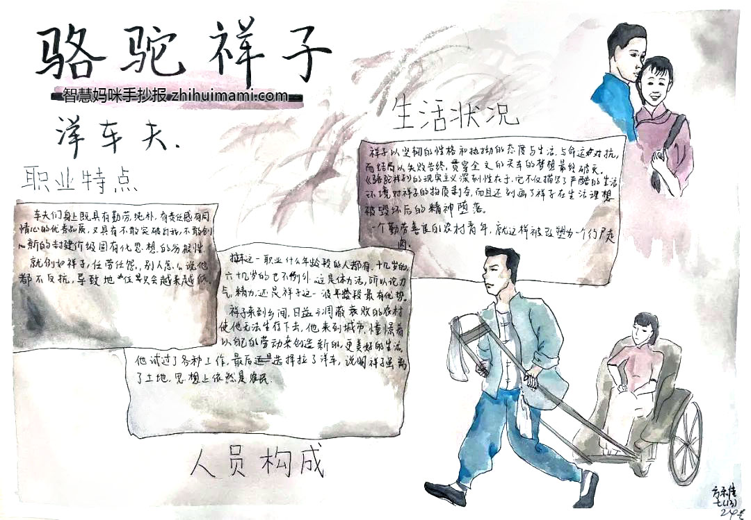 画骆驼祥子的手抄报图片（一等奖6张）-图1