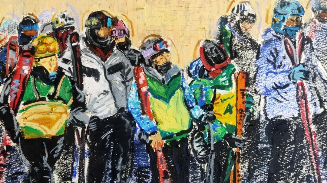 步骤1：《喜迎冬奥》作品概述：为了庆祝2022冬奥会的顺利举办，我借以北京冬奥吉祥物冰墩墩为原型结合敦煌壁画等元素加以创作，试图让冬奥火炬点燃大众对中国传统文化的激情，来弘扬奥林匹克精神的魅力。冰墩墩能成为国内外争相抢购的纪念品，这归功于当今中国的实力强大与设计者对中国传统文化的高度自信！身为一个中国人我感到无比自豪！