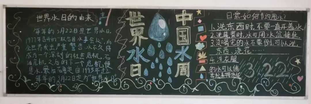 高中生世界水日黑板报绘画（8张）-图7