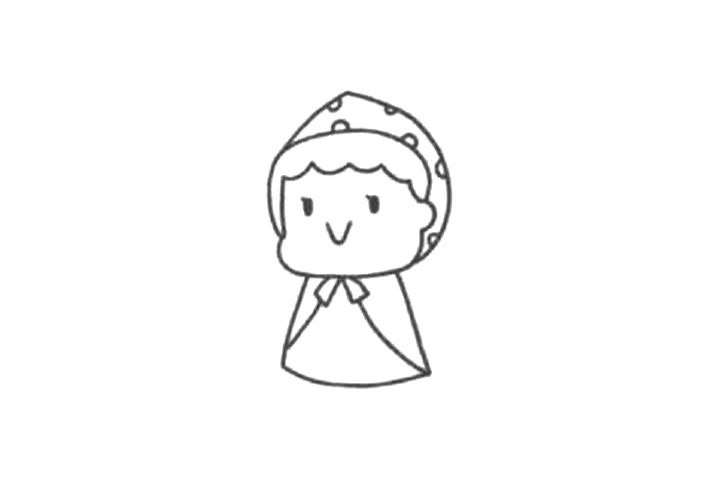 可爱小红帽简笔画画法步骤-图2