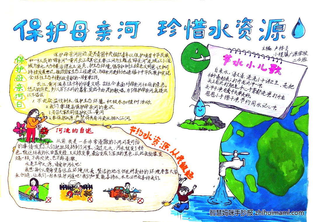 “保护母亲河，珍惜水资源”主题手抄报-图2