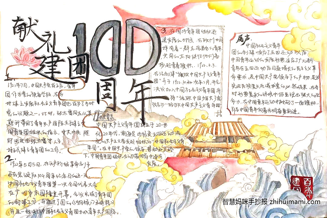 建团一百周年手抄报绘画获奖作品（11张）-图1