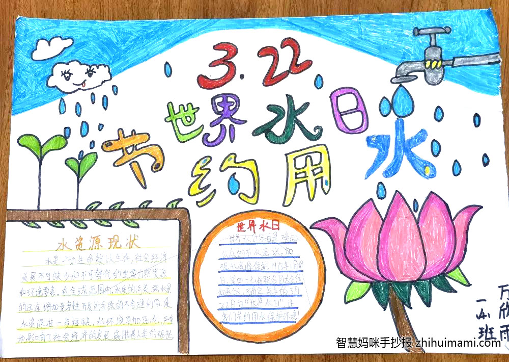 小学三年级3.22世界水日手抄报怎么画-图5