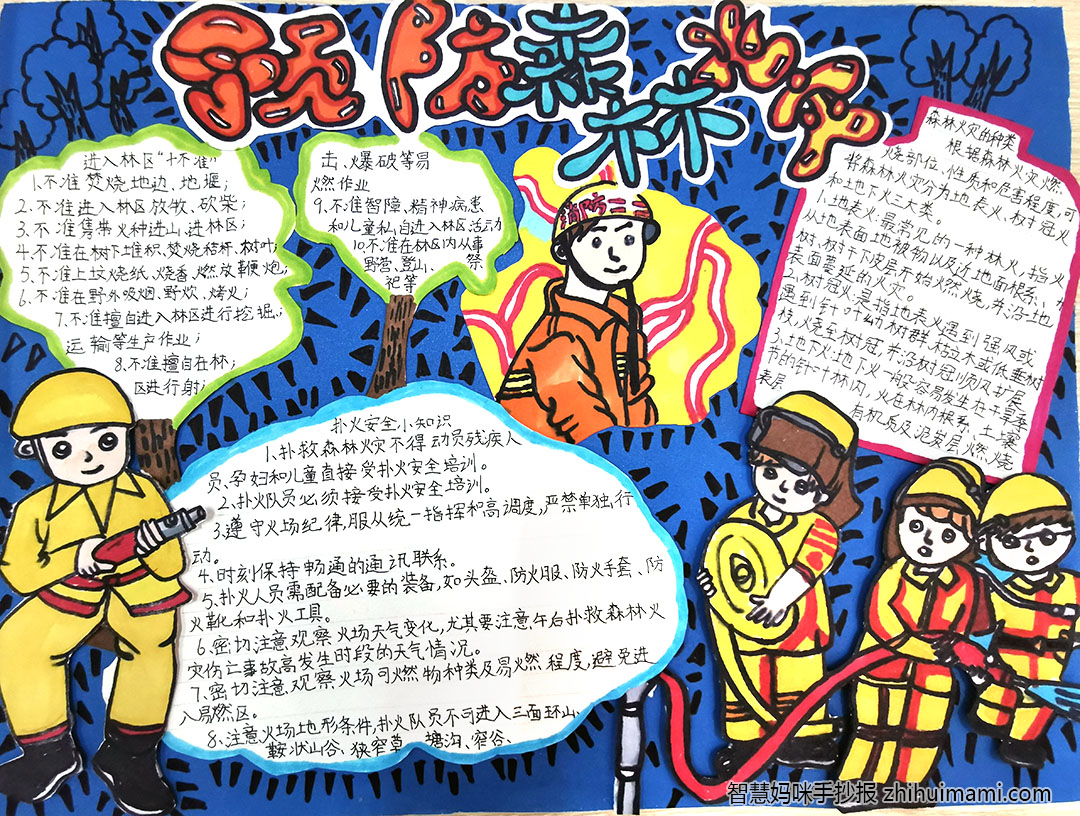 步骤7：《预防森林火灾》作品简介:预防森林火灾，人人有责，从我做起。