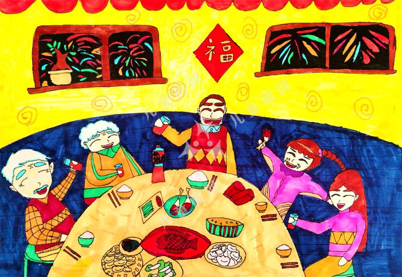 欢度新年儿童画好看