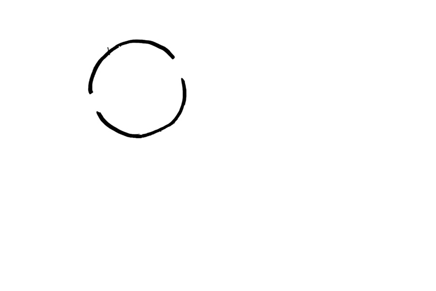 步骤1：先在纸张左上方画出一个不连接在一起的圆形。