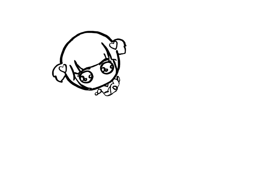 步骤5：小女孩是倚靠在大象身上的，所以画身体的时候是躺着的。