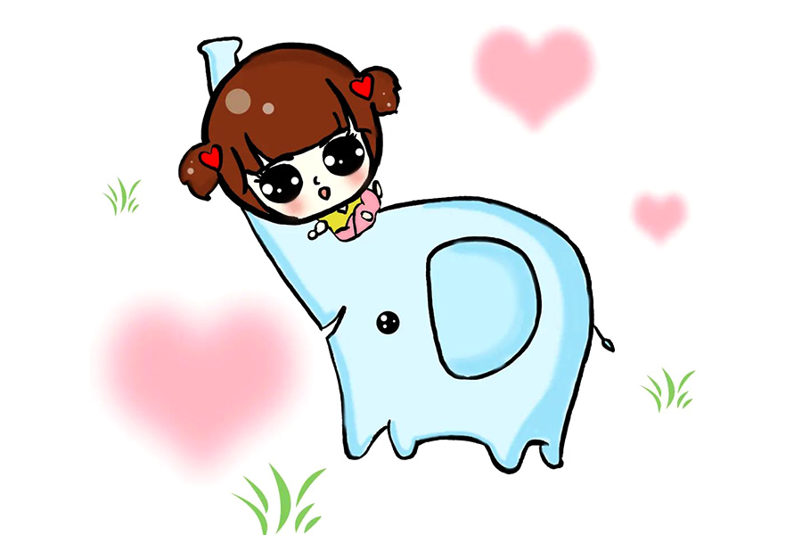 我爱大象简笔画画法步骤