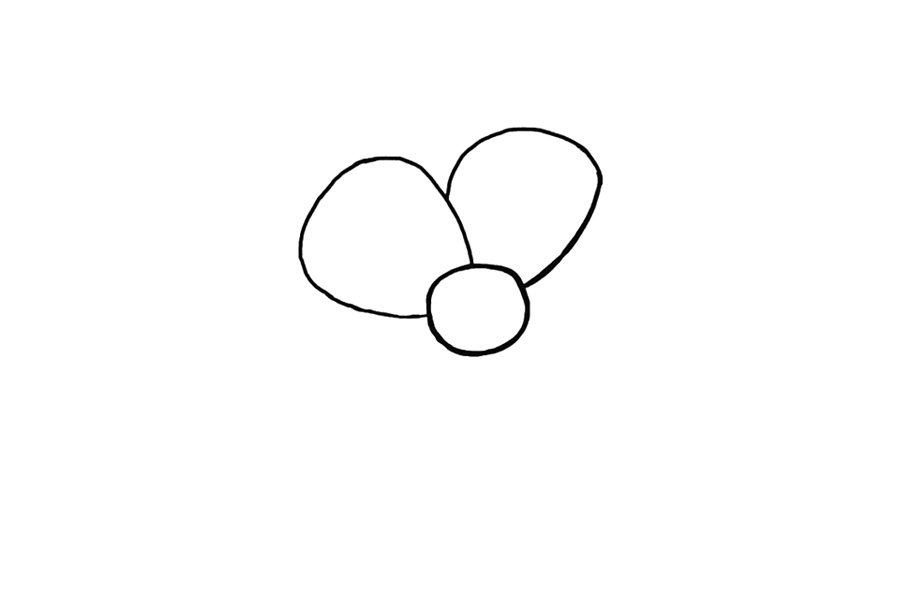 步骤3：第二瓣直接从第一瓣中间开始起笔。