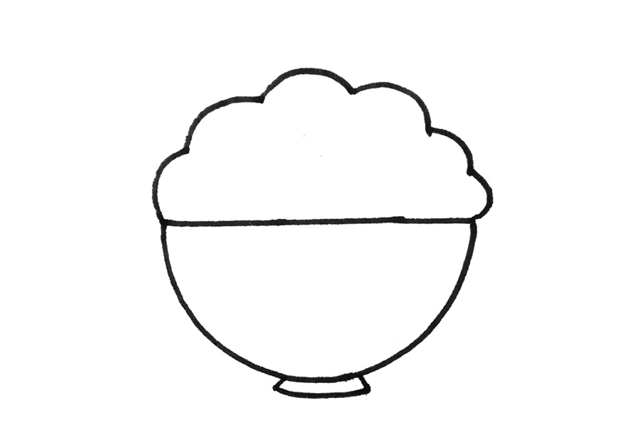 一碗香喷喷的米饭简笔画画法步骤-图2