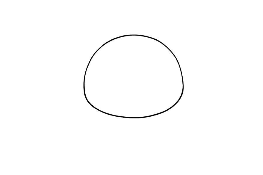 步骤1：在纸张左侧先画一个大大的不太圆的圆。