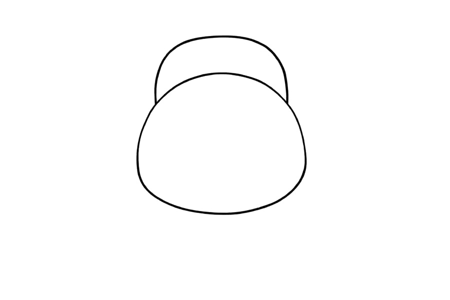 步骤2：在上面画出一个月牙的形状，看上去像一个帽子。