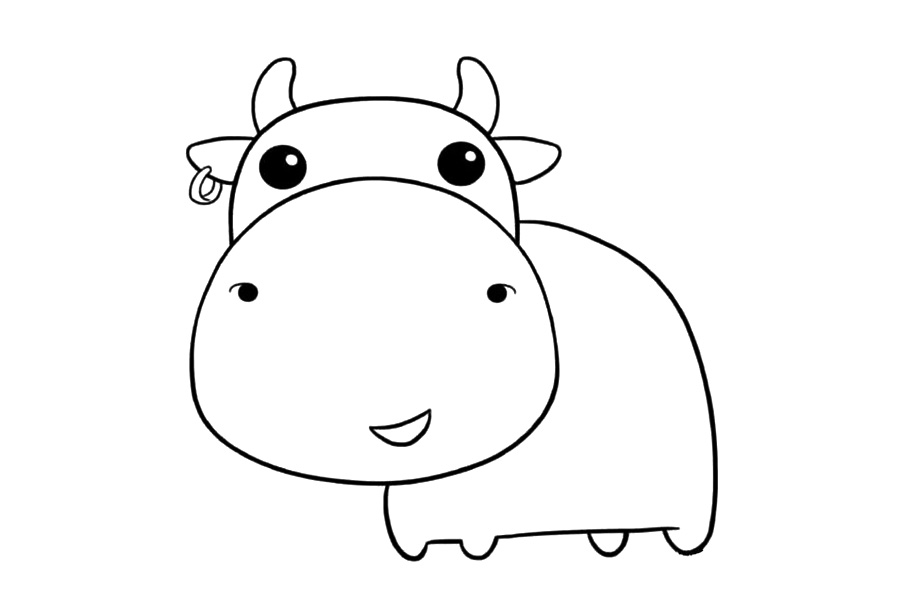 步骤5：画出大大的身体和短短的腿。