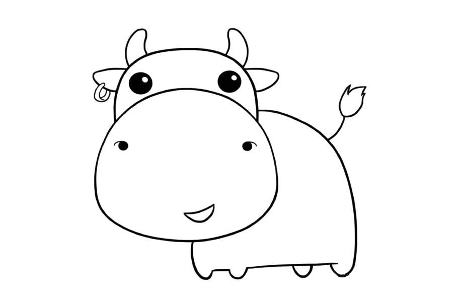 步骤6：在身体后面画出小尾巴。