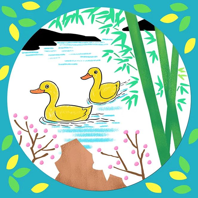 春天题材儿童画—春江水暖