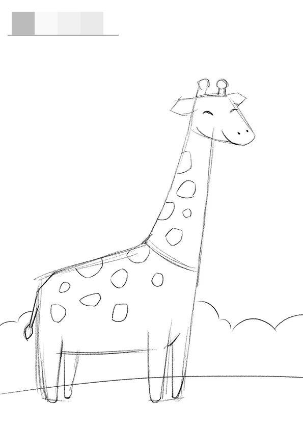 步骤2：接着我们继续绘制铅笔稿。补充画面其它元素。