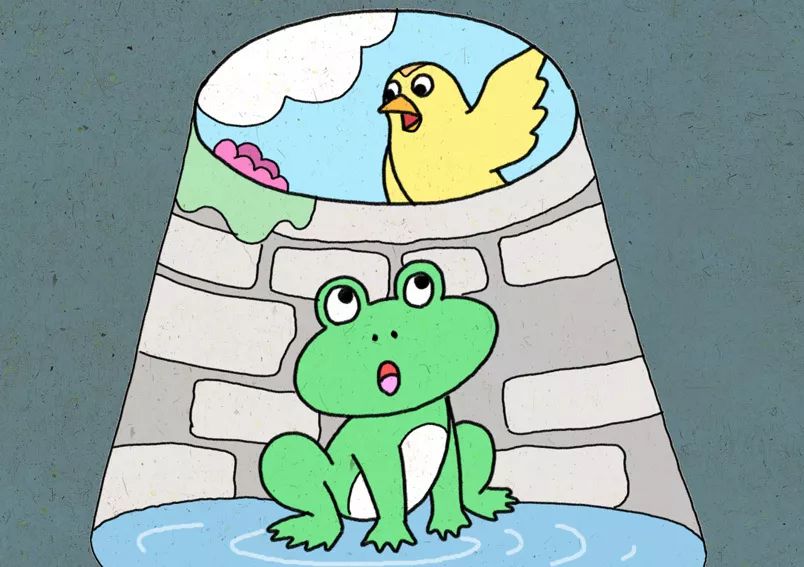 成语故事简笔画 坐井观天