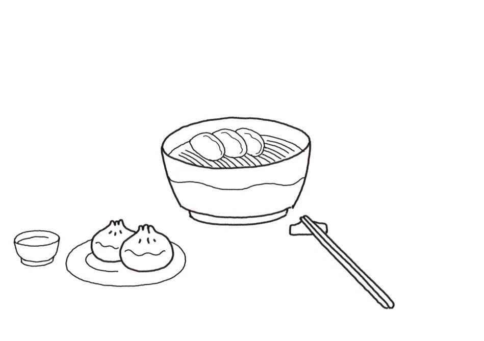 一桌美味小吃简笔画画法步骤-图3