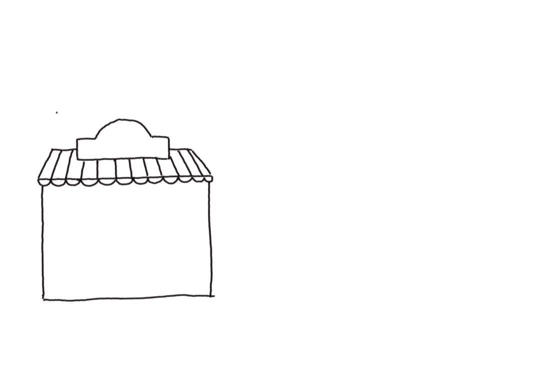 可爱汉堡蛋糕小店简笔画画法步骤-图1