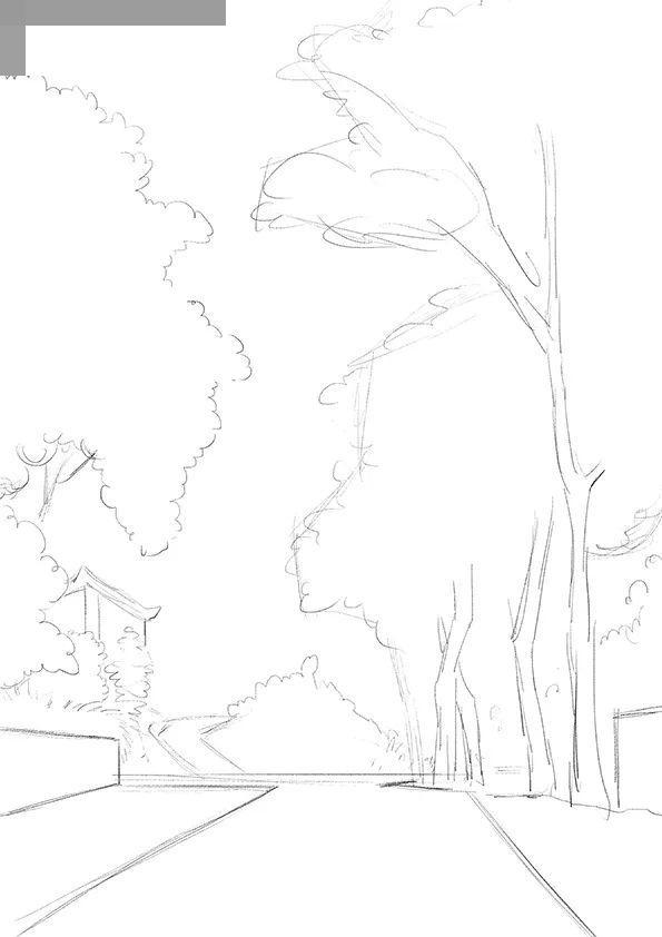 步骤1：然后，我们用勾线笔和黑色马克笔  对草图进行勾线和涂黑处理