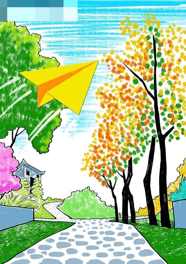 纸飞机创意画作品