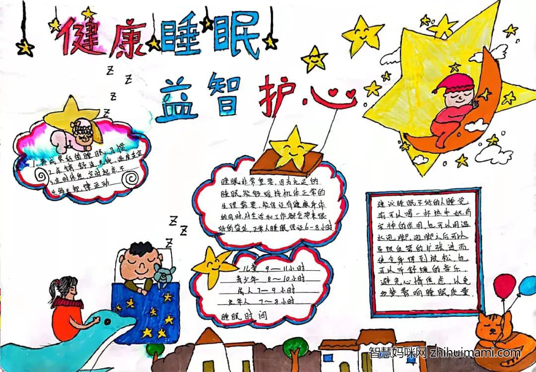 初一世界睡眠日手抄报绘画（12张）-图4