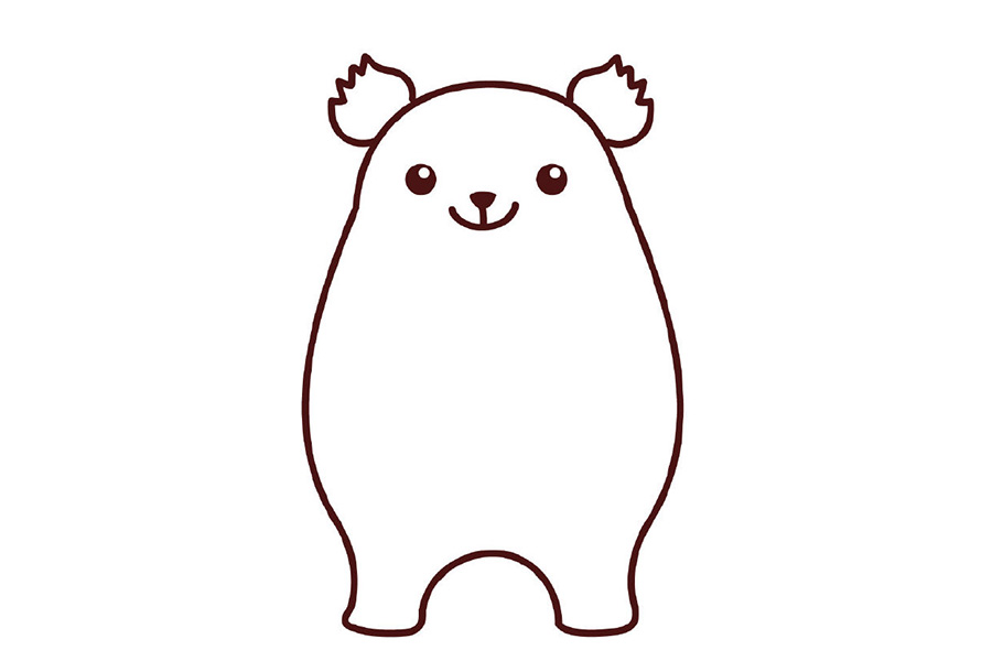 可爱萌芽熊简笔画的画法步骤-图4