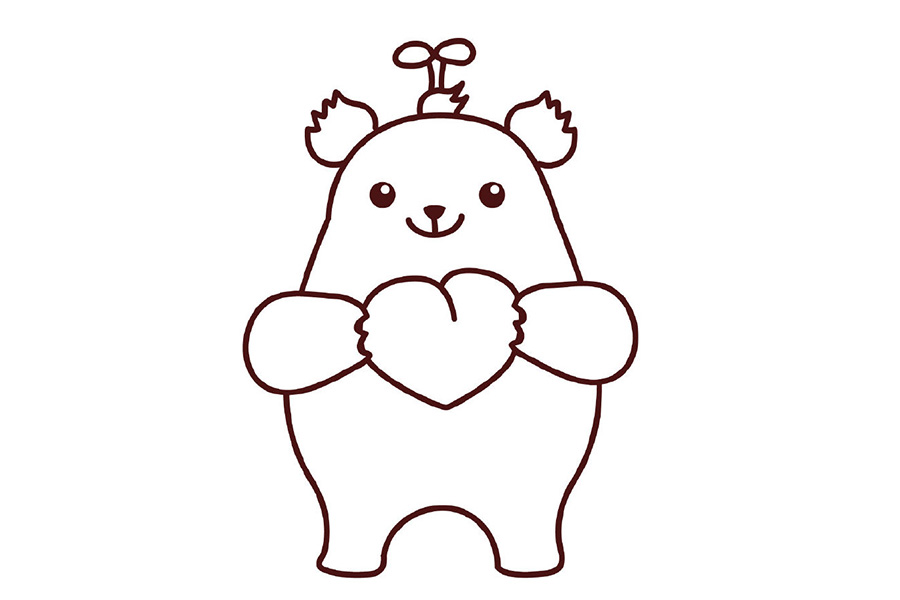 可爱萌芽熊简笔画的画法步骤-图8