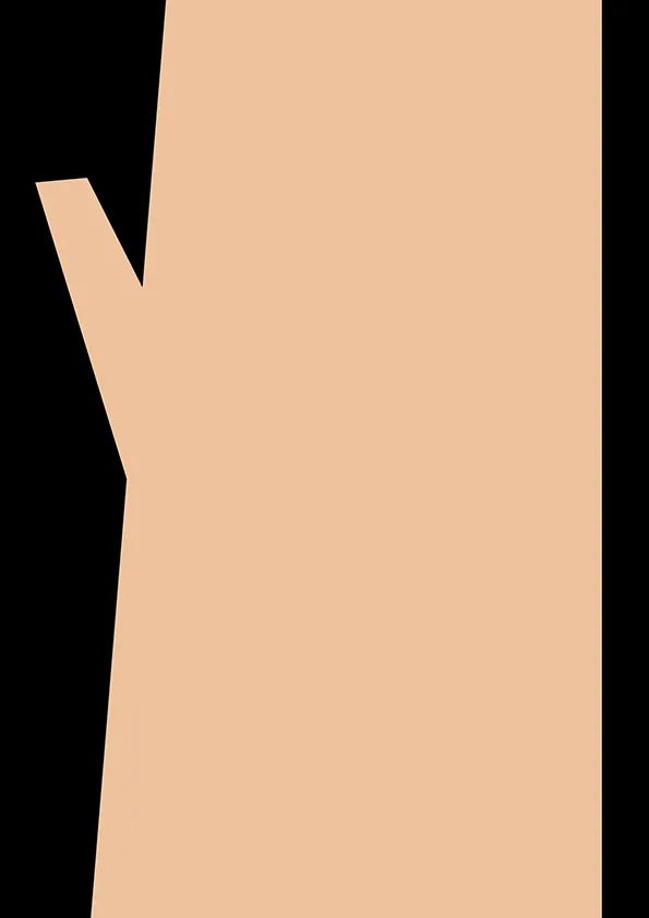 步骤1：首先我们用牛皮纸剪出树干的形状，并将其粘贴到黑卡纸上。树干要粗壮，方便后面表现树洞。