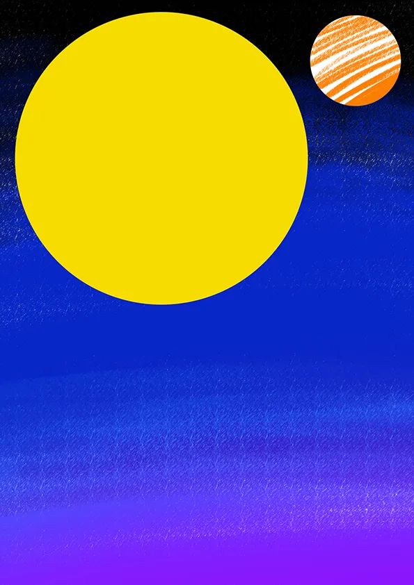 步骤2：接着我们用黄色卡纸剪一个圆形表示月亮，并用素描纸剪一个小圆表示其他星球。