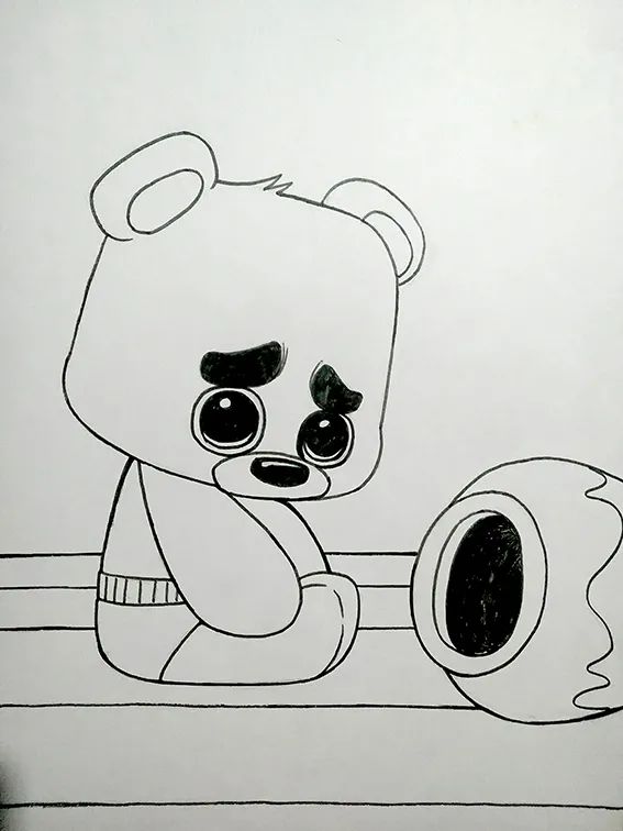 步骤3：根据铅笔稿进行勾线。