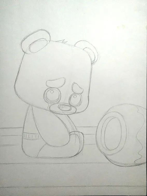 步骤2：接着我们丰富画面的细节，让铅笔草图更加明确，  为勾线做准备。