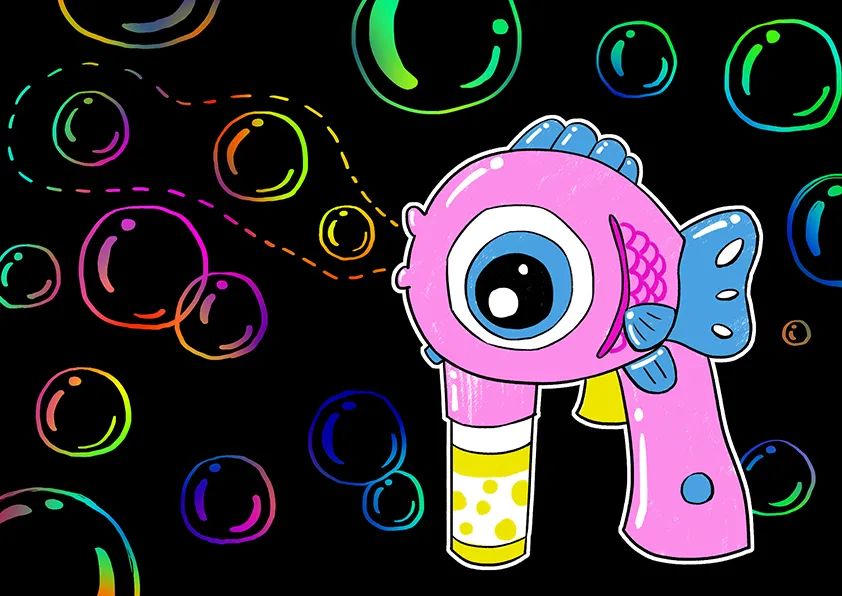 泡泡枪儿童画优秀作品