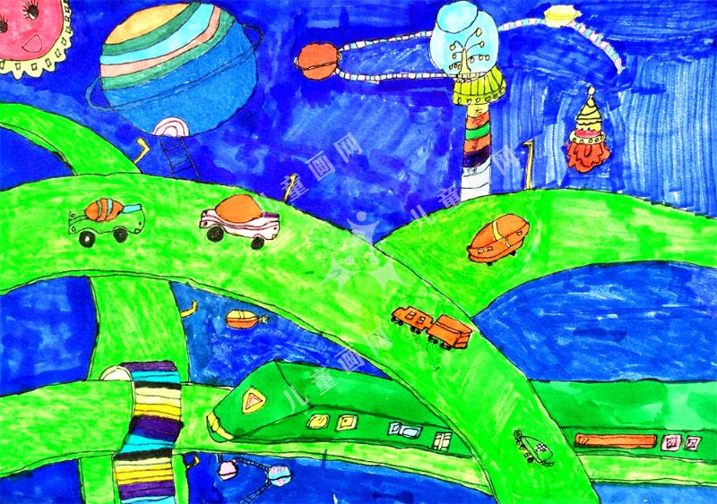 太空家园儿童创意绘画作品