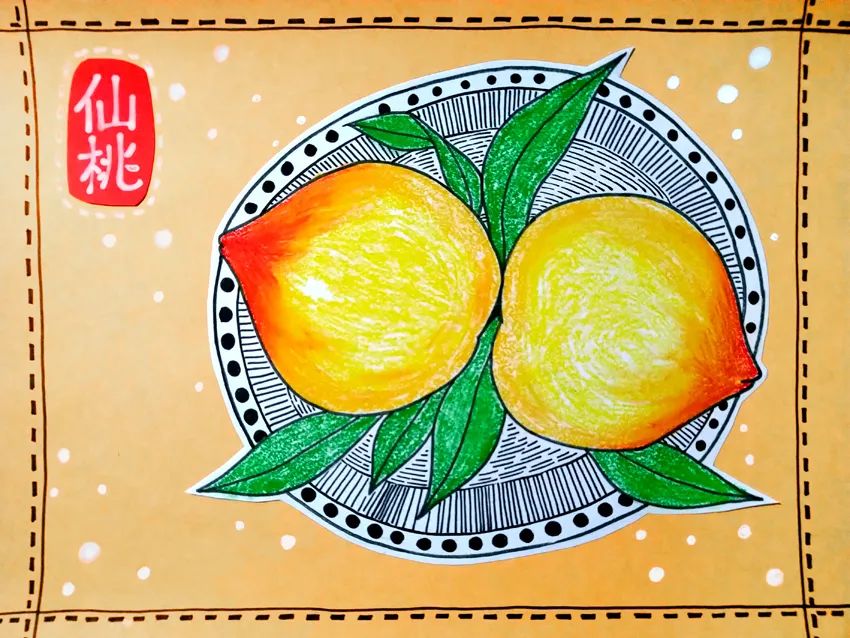 水果儿童画—仙桃